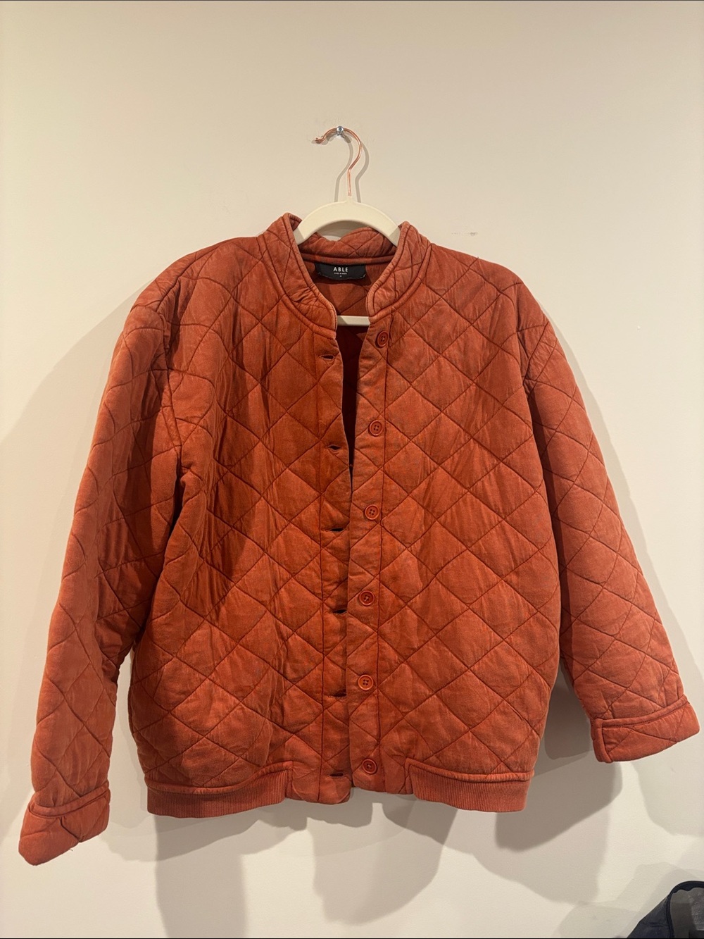 Able Quilted Rust Orange Button-Front Jacket
